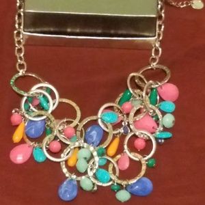 Multi-stone colored Fashion Silver necklace